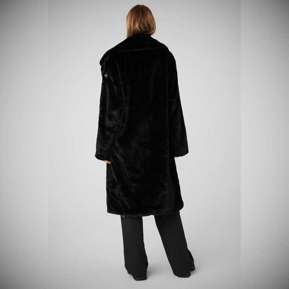 Chaquetas Alo Yoga Oversized Faux Fur Trench Mujer Negros | MX-25HNQF