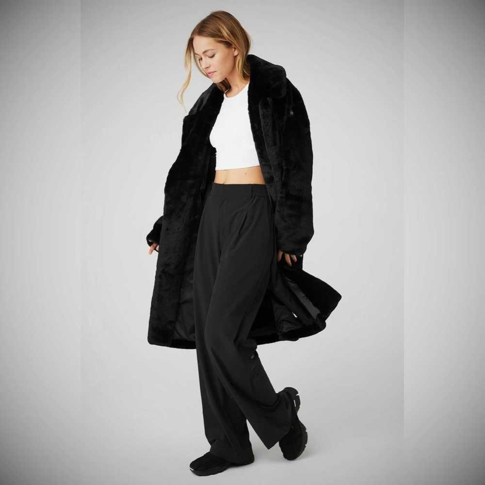 Chaquetas Alo Yoga Oversized Faux Fur Trench Mujer Negros | MX-25HNQF