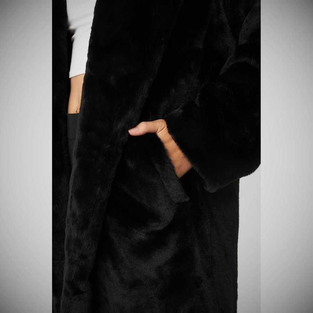 Chaquetas Alo Yoga Oversized Faux Fur Trench Mujer Negros | MX-25HNQF