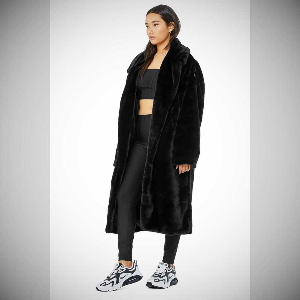 Chaquetas Alo Yoga Oversized Faux Fur Trench Mujer Negros | MX-25HNQF