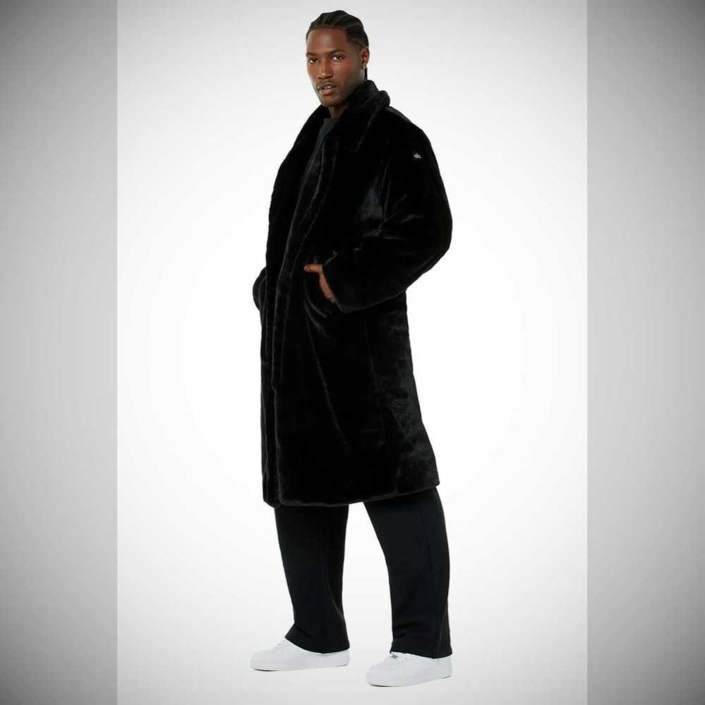 Chaquetas Alo Yoga Oversized Faux Fur Trench Hombre Negros | MX-40ANMZ