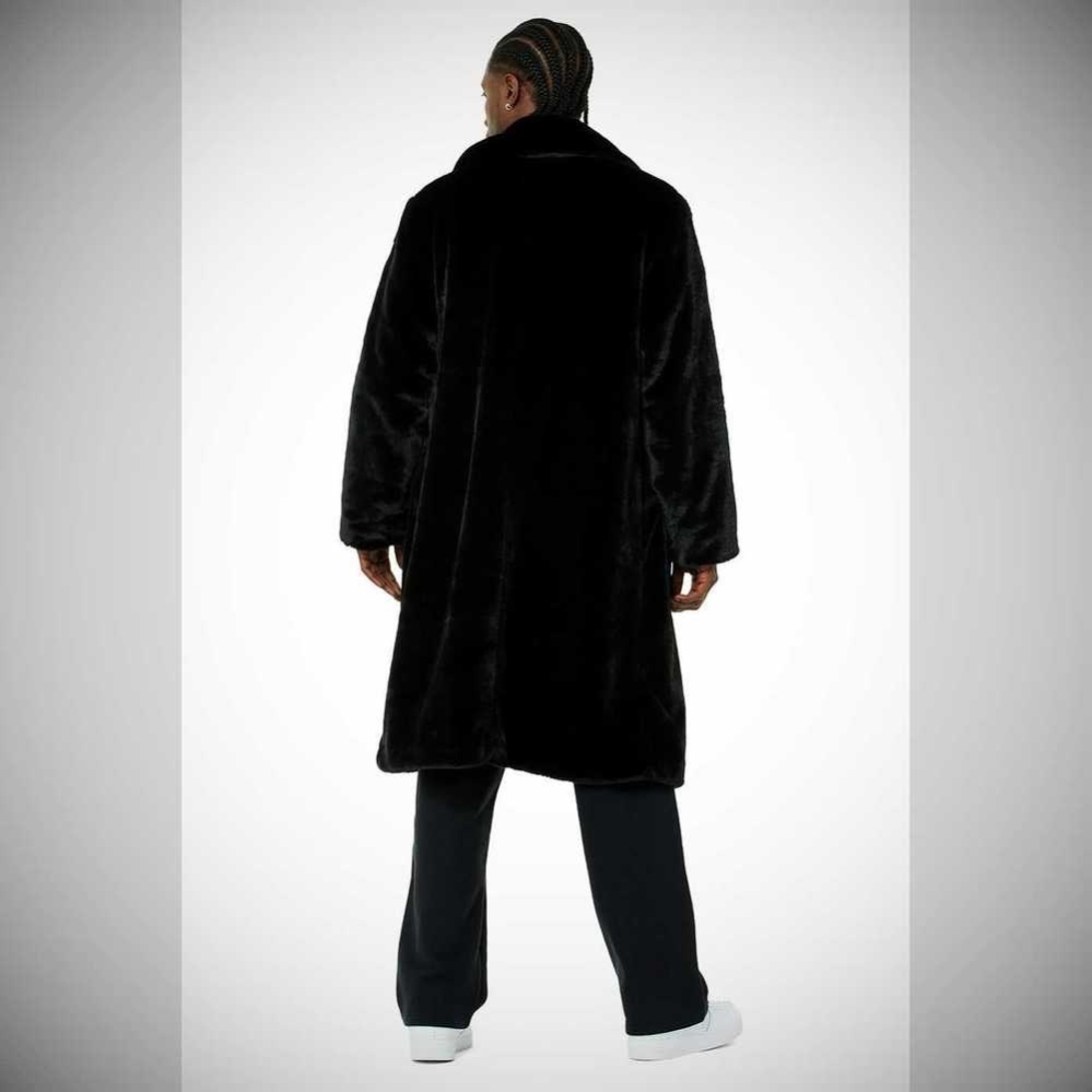 Chaquetas Alo Yoga Oversized Faux Fur Trench Hombre Negros | MX-40ANMZ