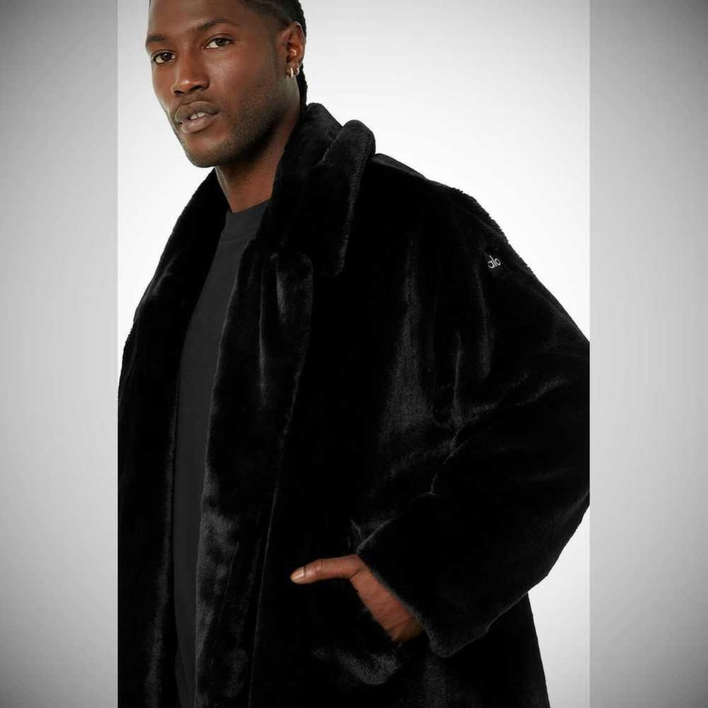 Chaquetas Alo Yoga Oversized Faux Fur Trench Hombre Negros | MX-40ANMZ