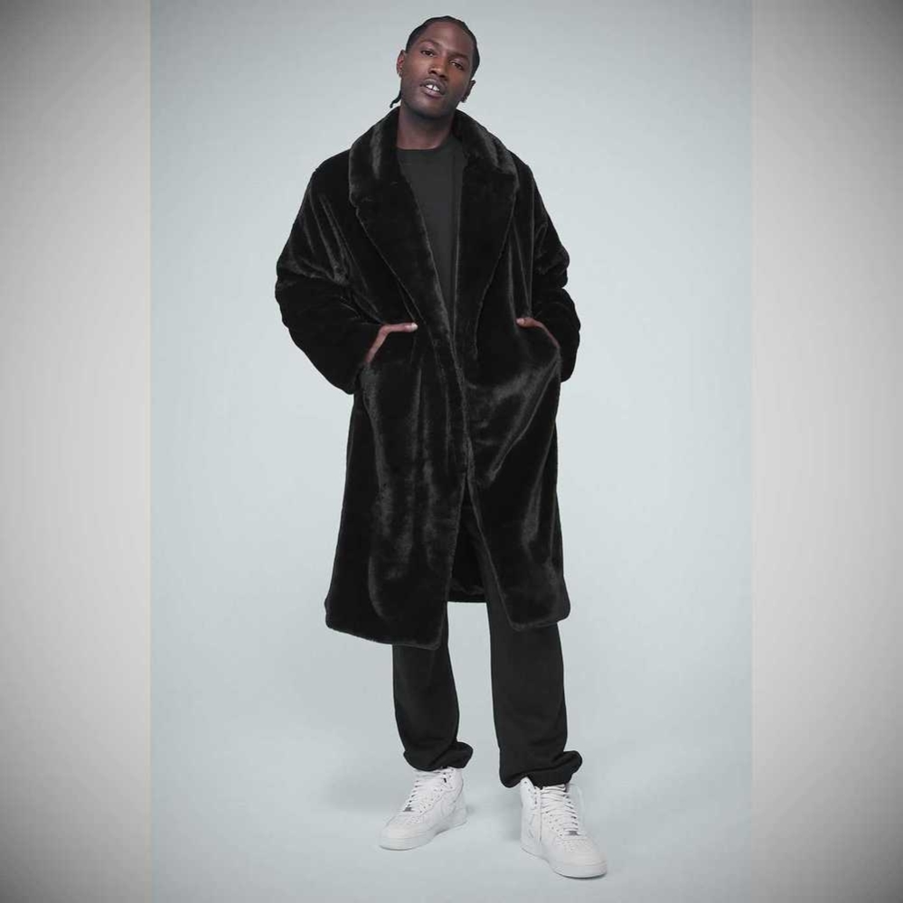 Chaquetas Alo Yoga Oversized Faux Fur Trench Hombre Negros | MX-40ANMZ