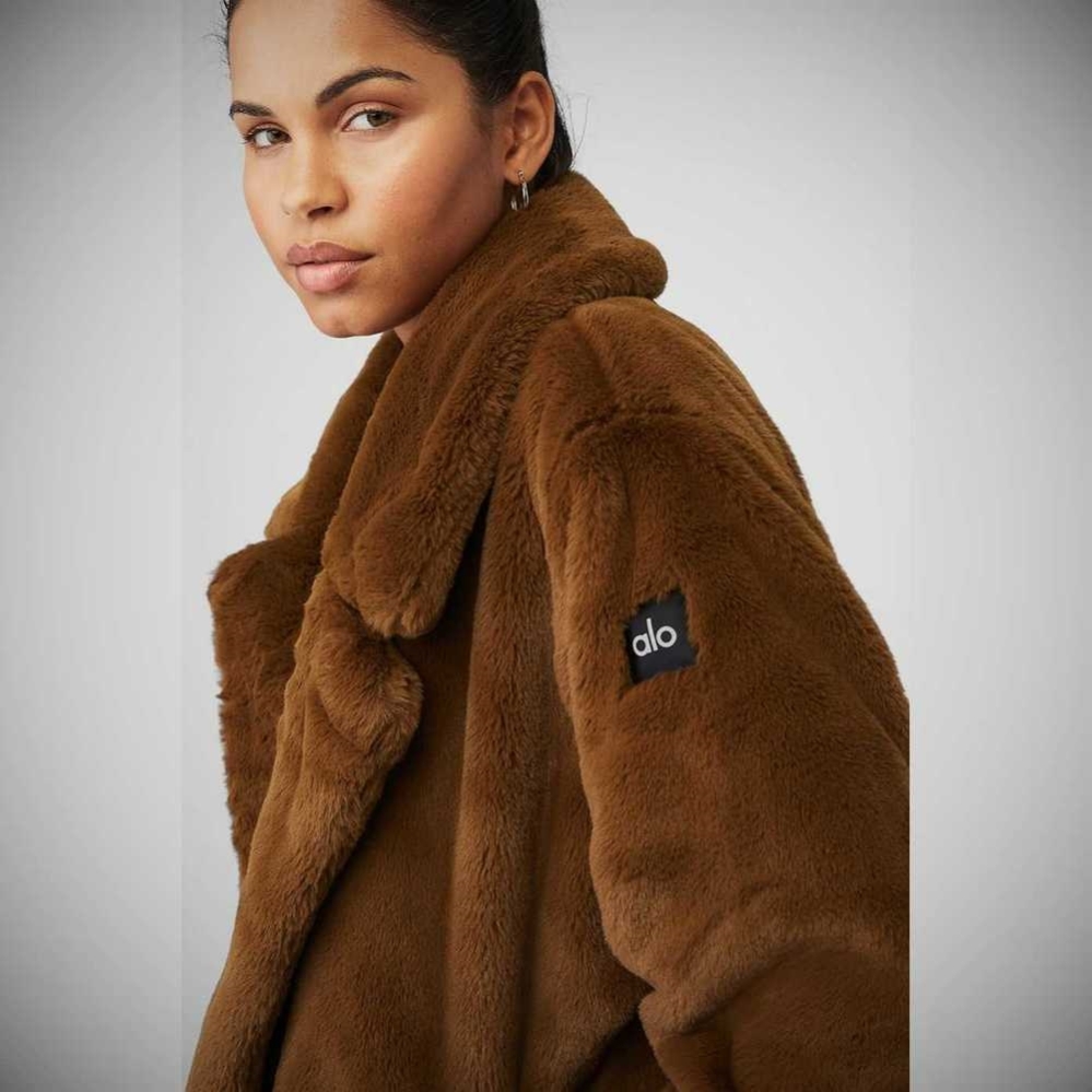 Chaquetas Alo Yoga Oversized Faux Fur Trench Mujer Chocolate | MX-46AERI