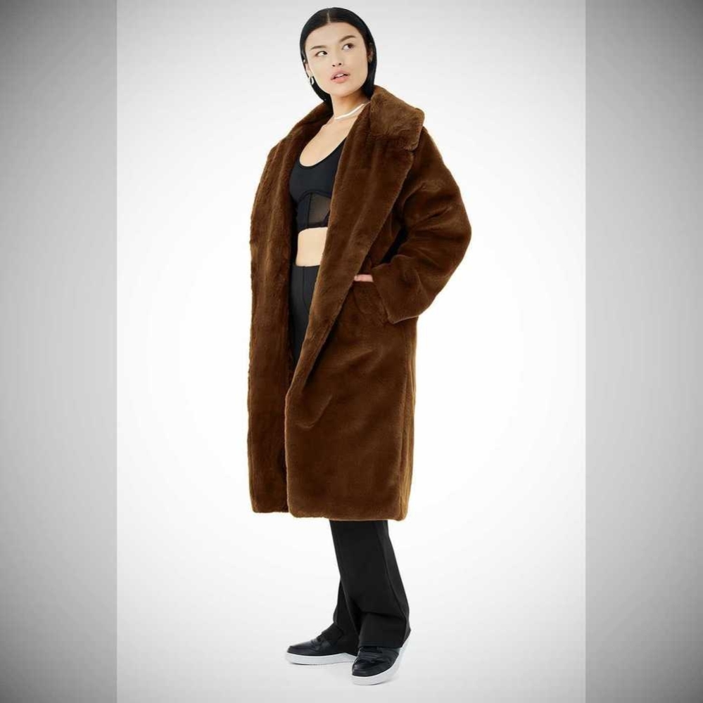 Chaquetas Alo Yoga Oversized Faux Fur Trench Mujer Chocolate | MX-46AERI