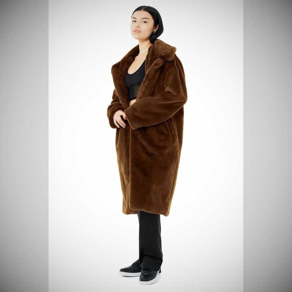 Chaquetas Alo Yoga Oversized Faux Fur Trench Mujer Chocolate | MX-46AERI