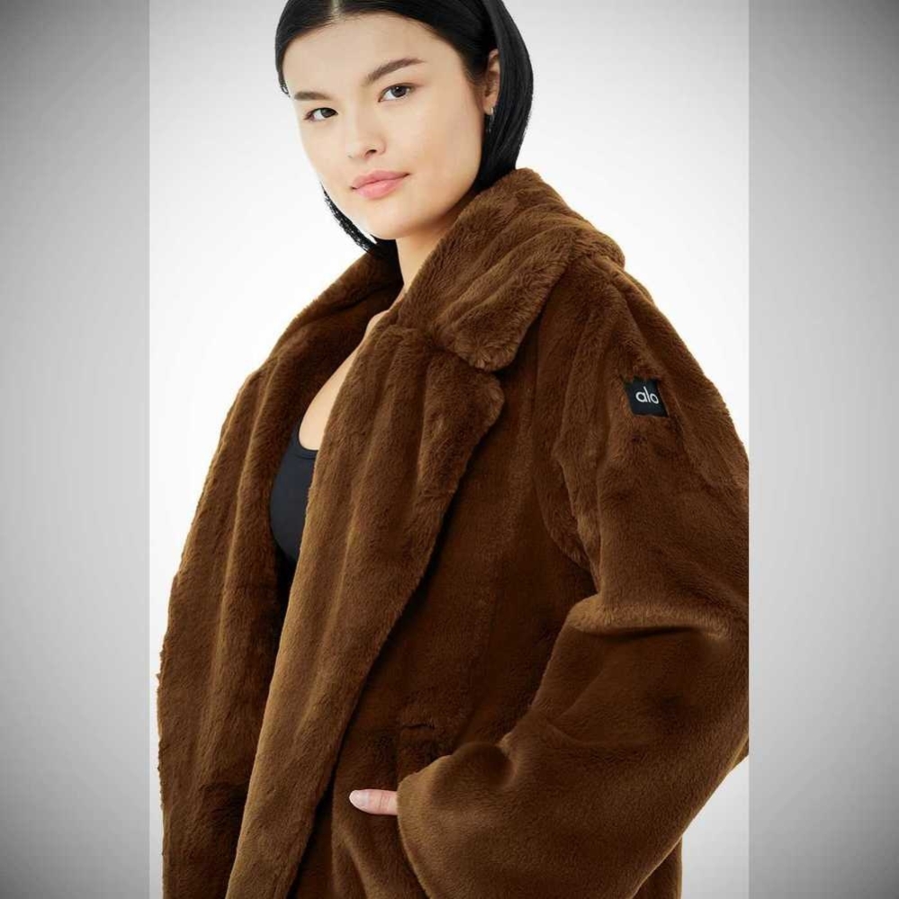 Chaquetas Alo Yoga Oversized Faux Fur Trench Mujer Chocolate | MX-46AERI