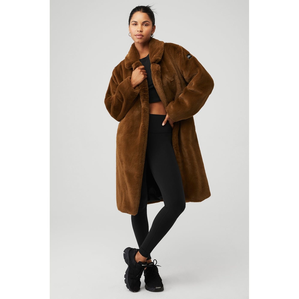 Chaquetas Alo Yoga Oversized Faux Fur Trench Mujer Chocolate | MX-46AERI