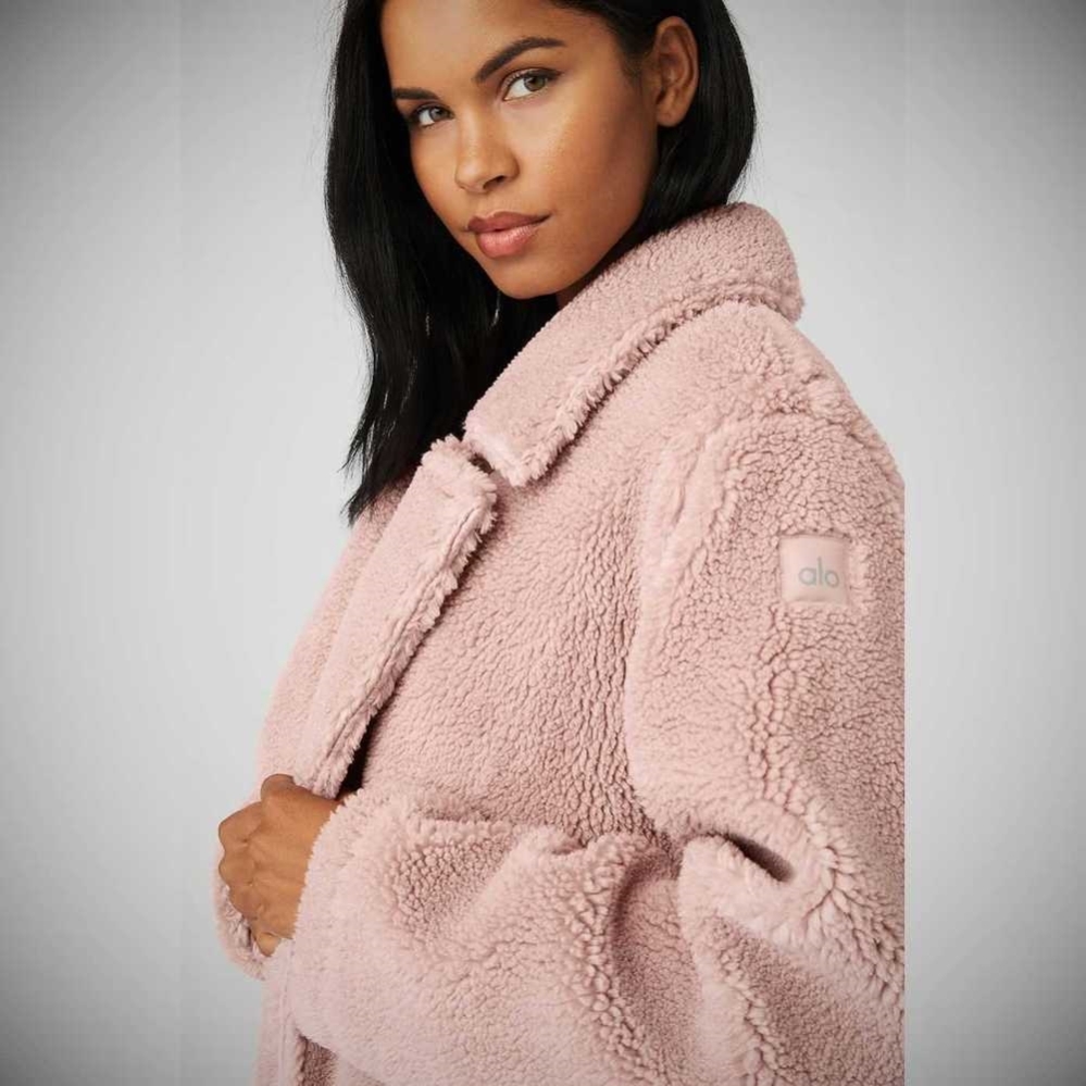 Chaquetas Alo Yoga Oversized Sherpa Trench Mujer Grises Rosas | MX-06LFCE