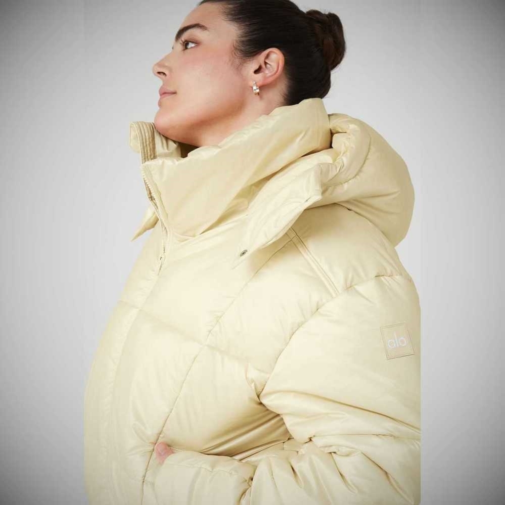 Chaquetas Alo Yoga Pearlized Pristine Puffer Mujer Amarillos Claro | MX-06BDSC