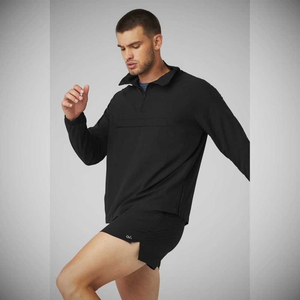 Chaquetas Alo Yoga Ripstop 1/4 Zip On-Set Hombre Negros | MX-04ROWD