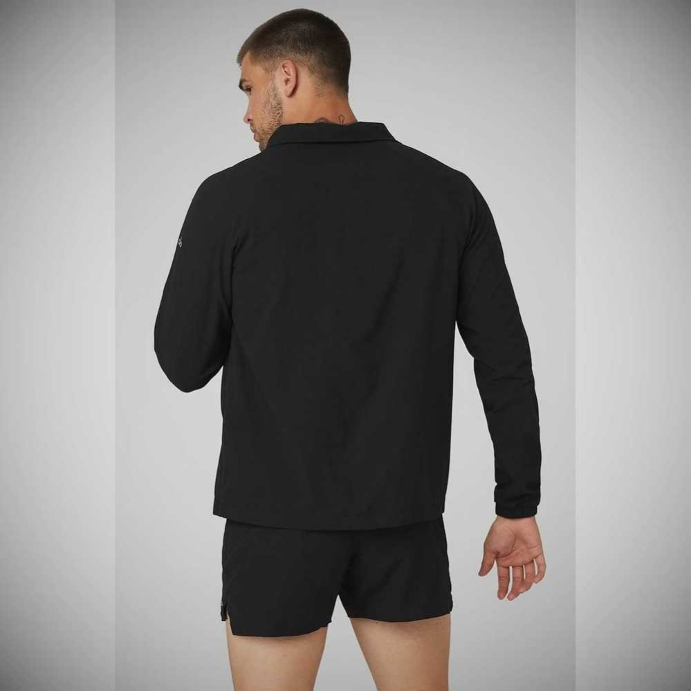 Chaquetas Alo Yoga Ripstop 1/4 Zip On-Set Hombre Negros | MX-04ROWD