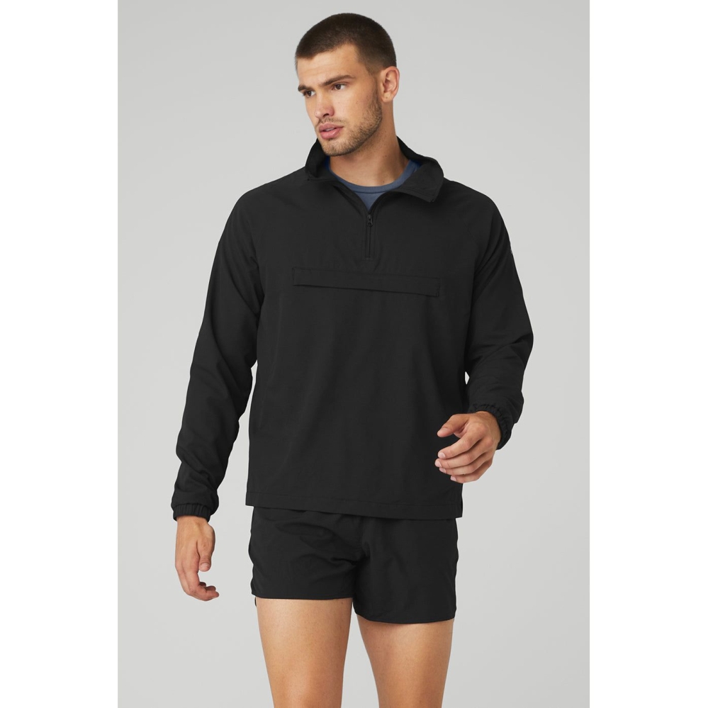 Chaquetas Alo Yoga Ripstop 1/4 Zip On-Set Hombre Negros | MX-04ROWD