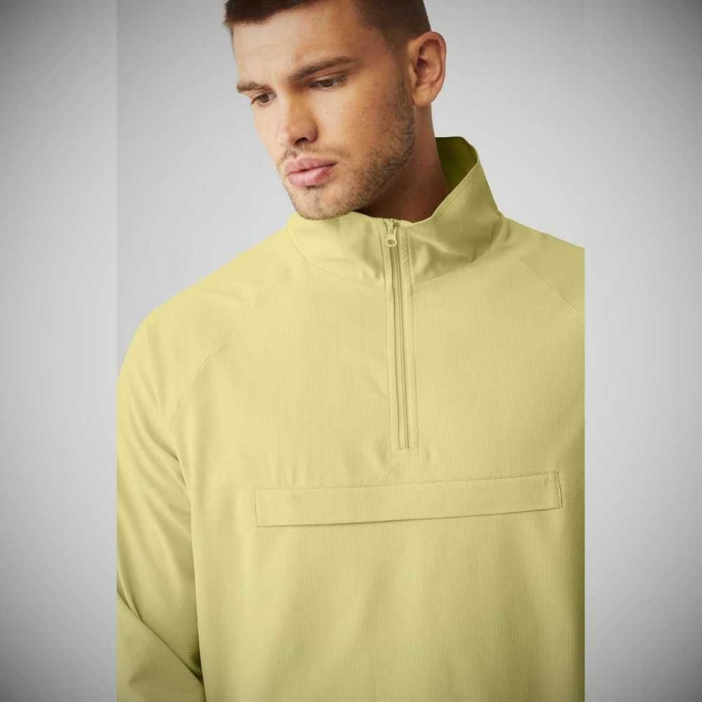 Chaquetas Alo Yoga Ripstop 1/4 Zip On-Set Hombre Grises Amarillos | MX-36YWQJ