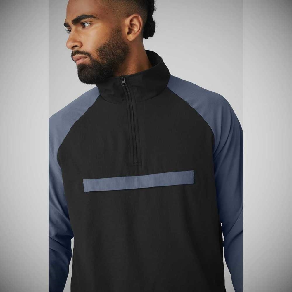 Chaquetas Alo Yoga Ripstop 1/4 Zip On-Set Hombre Negros Grises | MX-72QFGK