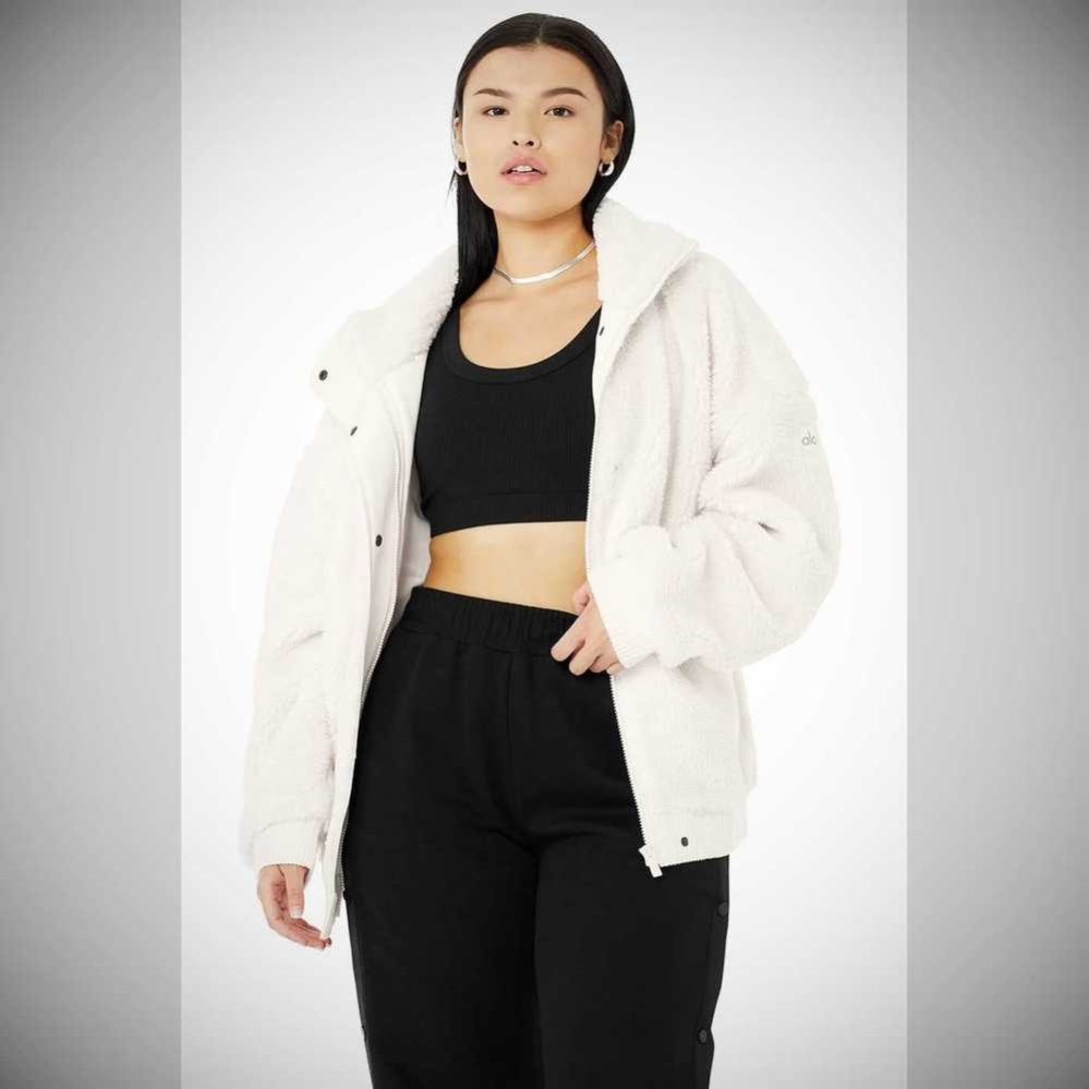 Chaquetas Alo Yoga Sherpa Varsity Mujer Blancos | MX-18PTGY