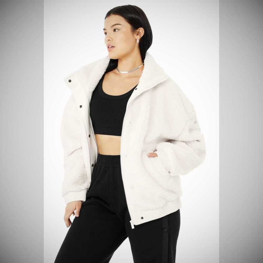 Chaquetas Alo Yoga Sherpa Varsity Mujer Blancos | MX-18PTGY