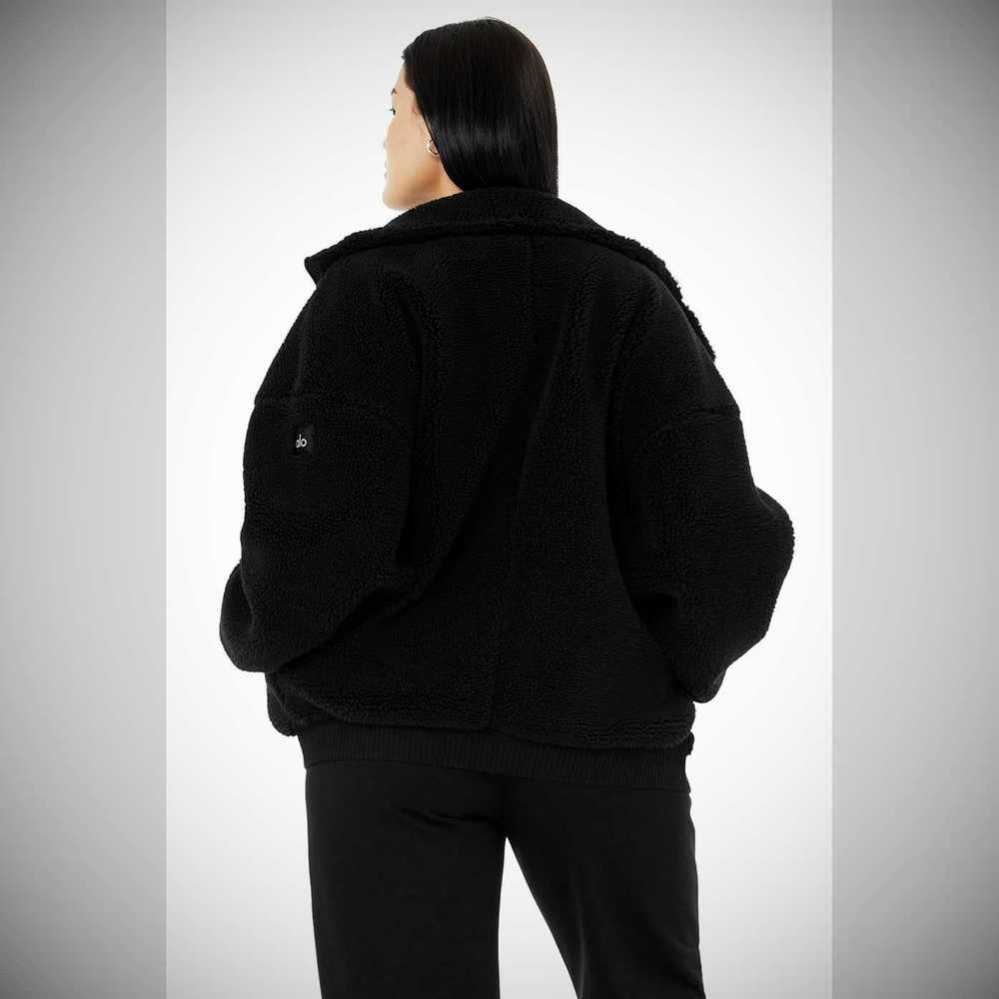 Chaquetas Alo Yoga Sherpa Varsity Mujer Negros | MX-39ATFH