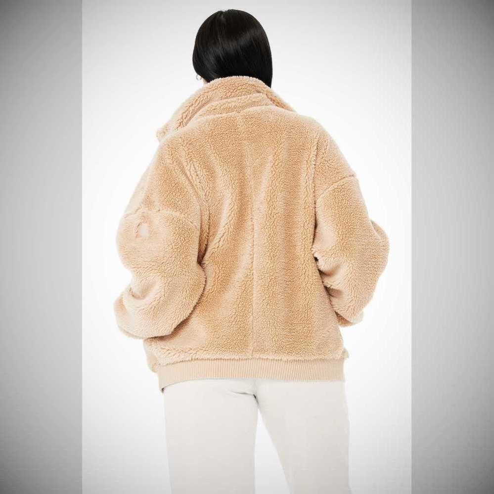 Chaquetas Alo Yoga Sherpa Varsity Mujer Camel | MX-52JLFU