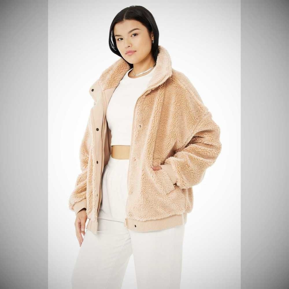 Chaquetas Alo Yoga Sherpa Varsity Mujer Camel | MX-52JLFU