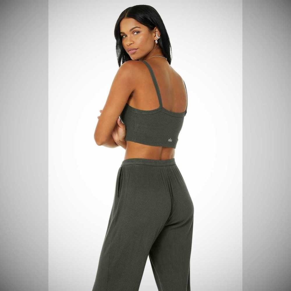 Crop Tops Alo Yoga Acanalado Crop Whisper Mujer Verdes Oscuro | MX-10OZHJ