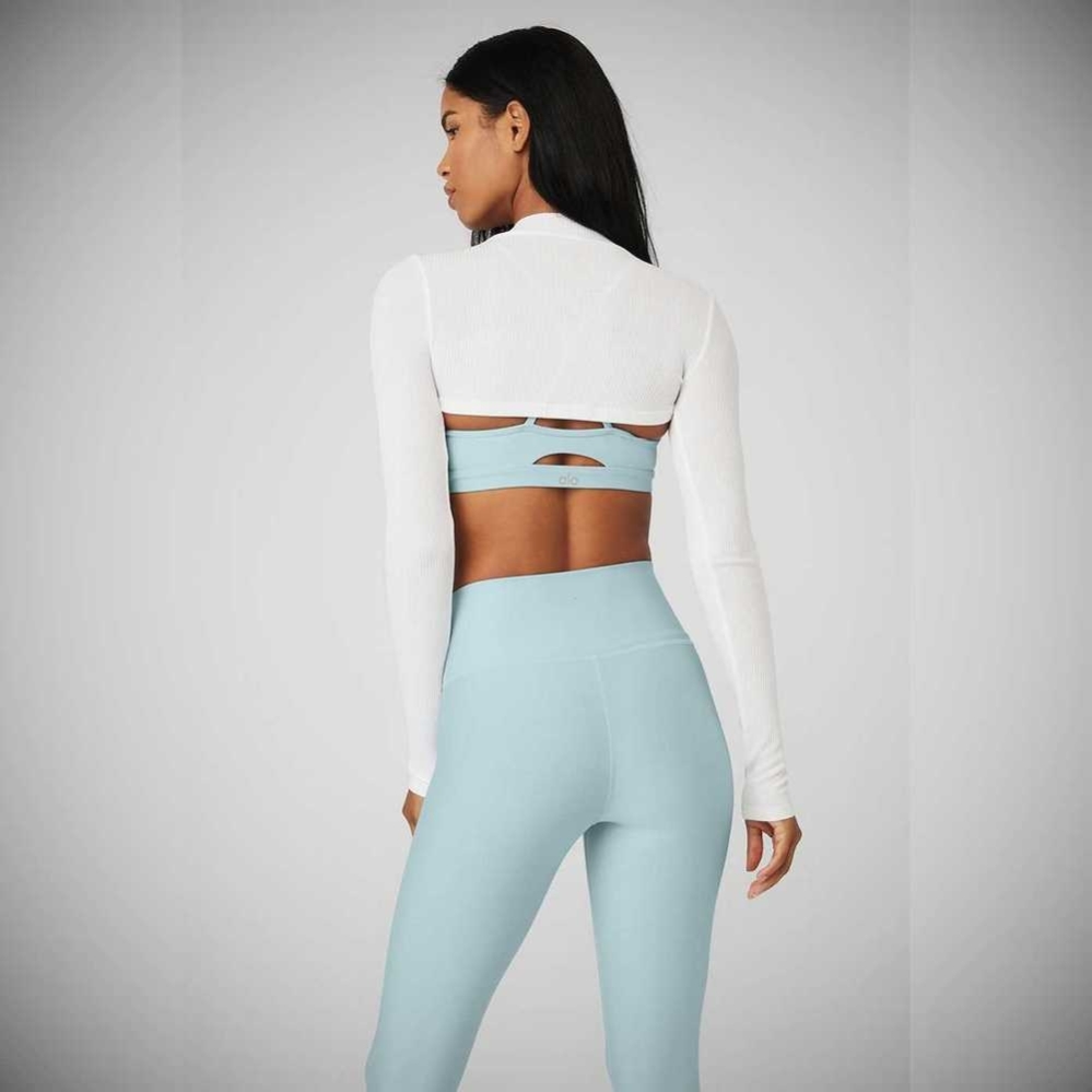 Crop Tops Alo Yoga Thrill Seeker Shrug Mujer Blancos | MX-15BDTY