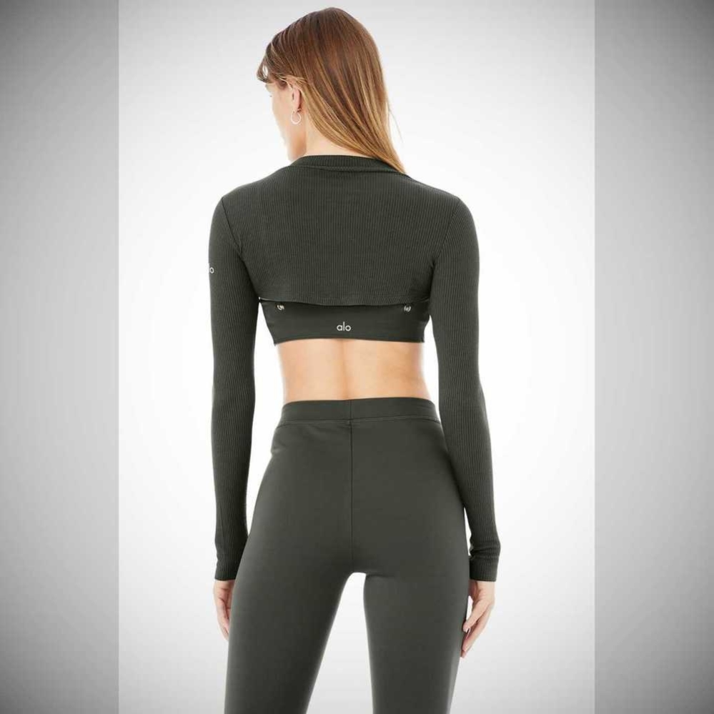 Crop Tops Alo Yoga Thrill Seeker Shrug Mujer Verdes Oscuro | MX-38NVTF