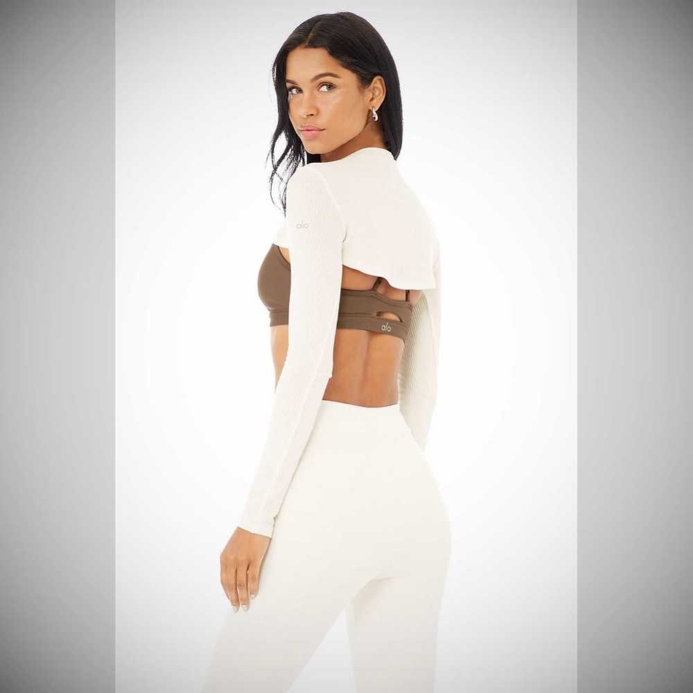 Crop Tops Alo Yoga Thrill Seeker Shrug Mujer Blancos | MX-43ORWI