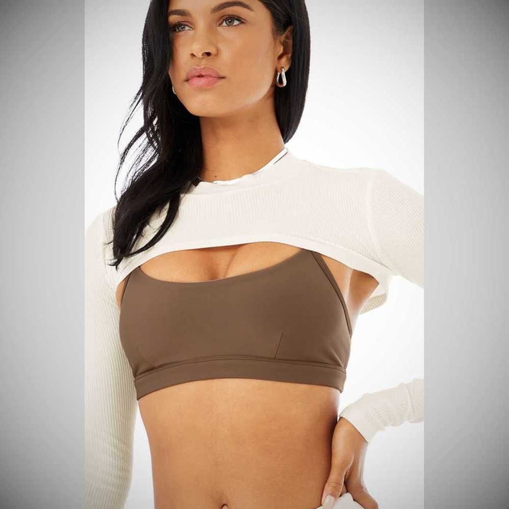 Crop Tops Alo Yoga Thrill Seeker Shrug Mujer Blancos | MX-43ORWI