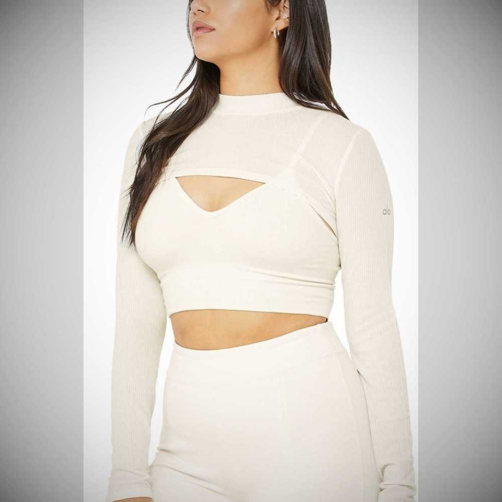 Crop Tops Alo Yoga Thrill Seeker Shrug Mujer Blancos | MX-43ORWI