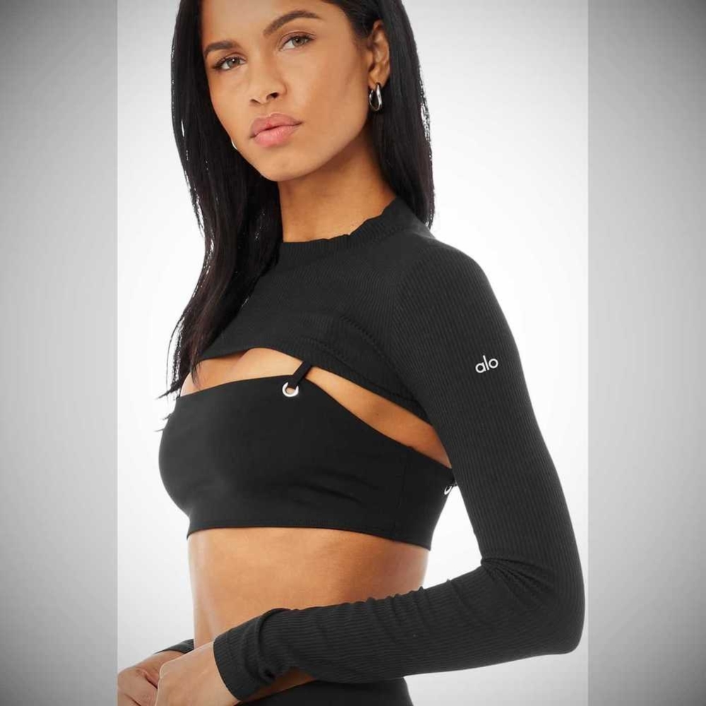 Crop Tops Alo Yoga Thrill Seeker Shrug Mujer Negros | MX-46ETRN