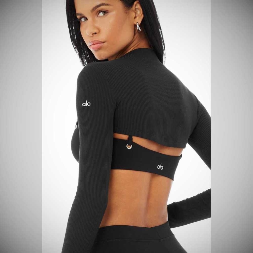 Crop Tops Alo Yoga Thrill Seeker Shrug Mujer Negros | MX-46ETRN