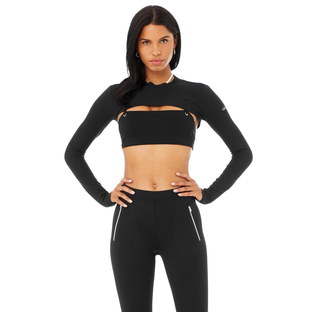 Crop Tops Alo Yoga Thrill Seeker Shrug Mujer Negros | MX-46ETRN