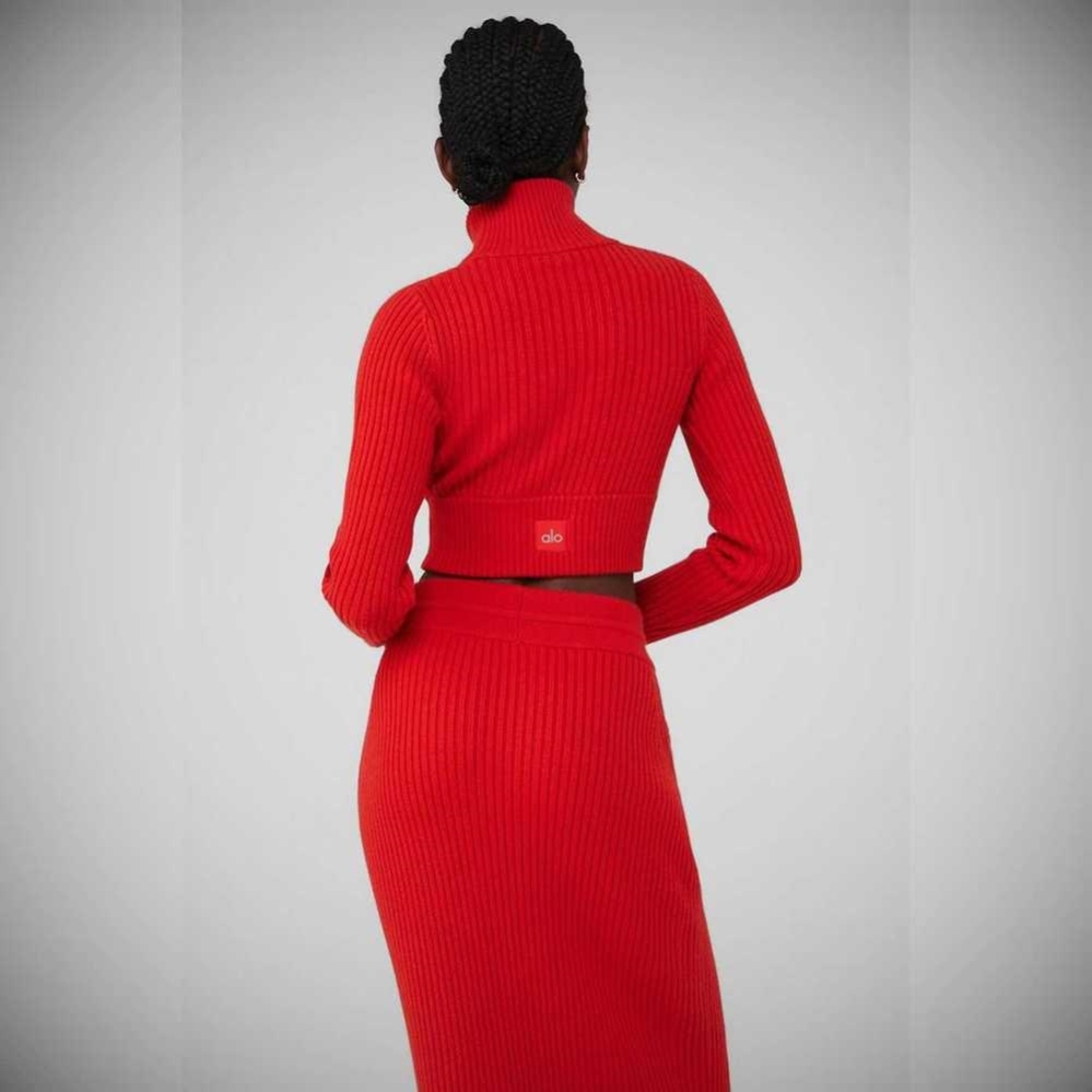 Cropped Turtleneck Alo Yoga Cashmere Acanalado Invierno Dream Mujer Rojos | MX-56UMCQ