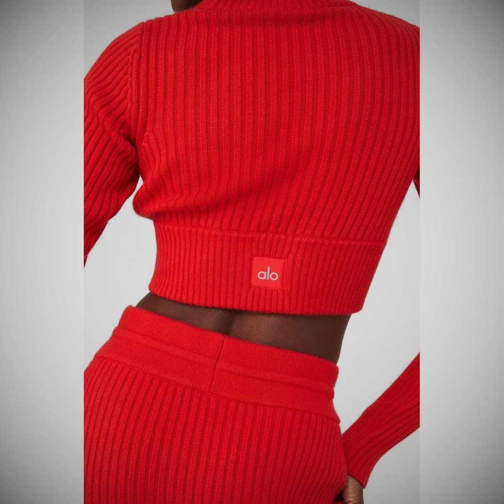 Cropped Turtleneck Alo Yoga Cashmere Acanalado Invierno Dream Mujer Rojos | MX-56UMCQ