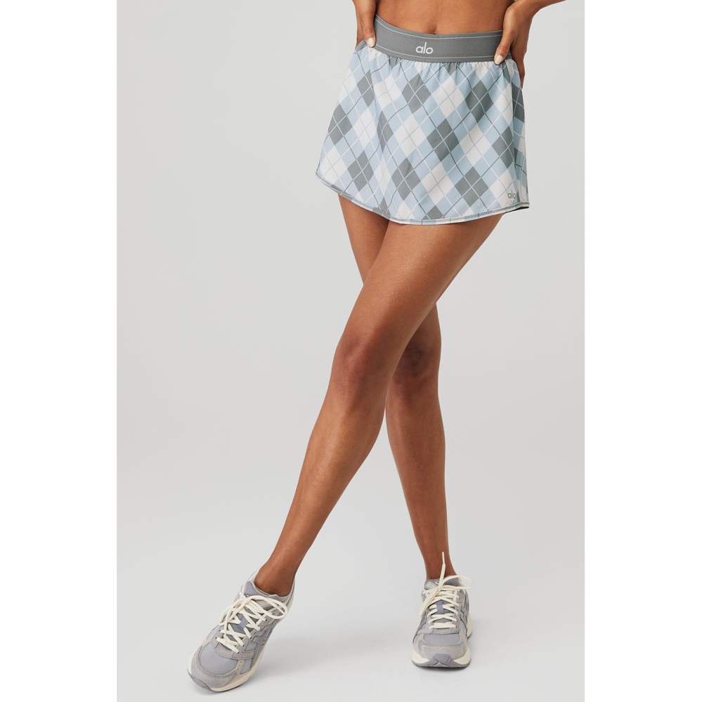 Falda Alo Yoga Argyle Match Point Tenis Mujer Marrom Titanium | MX-29LIJK