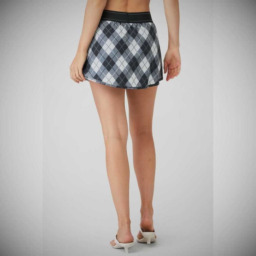 Falda Alo Yoga Argyle Match Point Tenis Mujer Negros Grises | MX-60XAEN