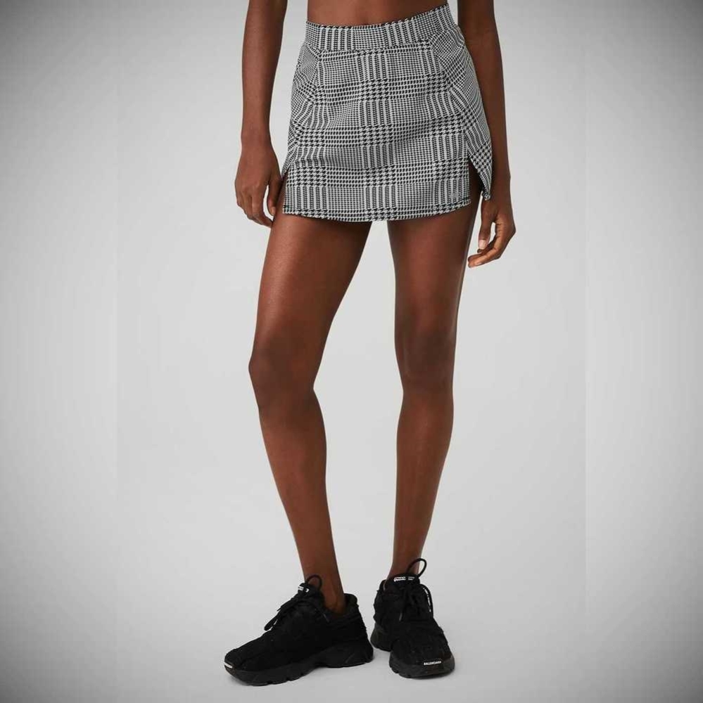 Falda Alo Yoga Jacquard Glenplaid Tenis Mujer Titanium Negros | MX-05ECAU