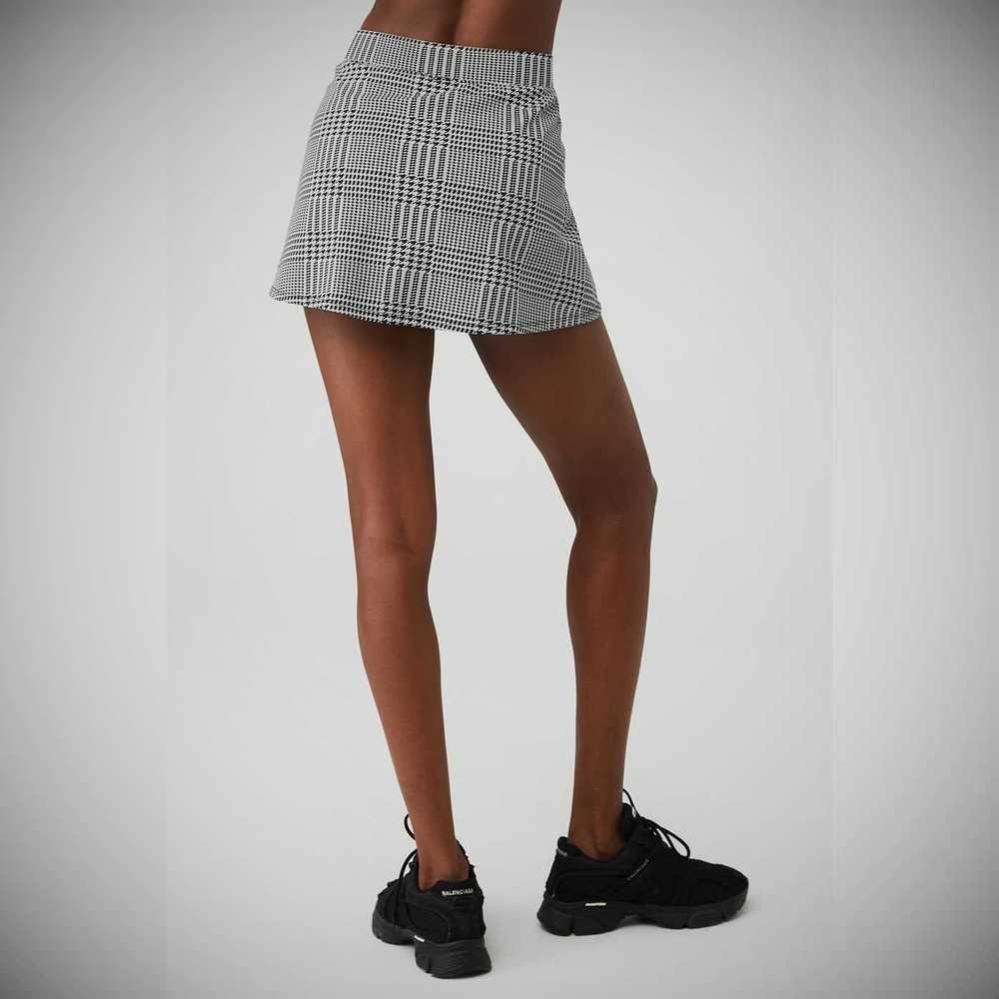 Falda Alo Yoga Jacquard Glenplaid Tenis Mujer Titanium Negros | MX-05ECAU