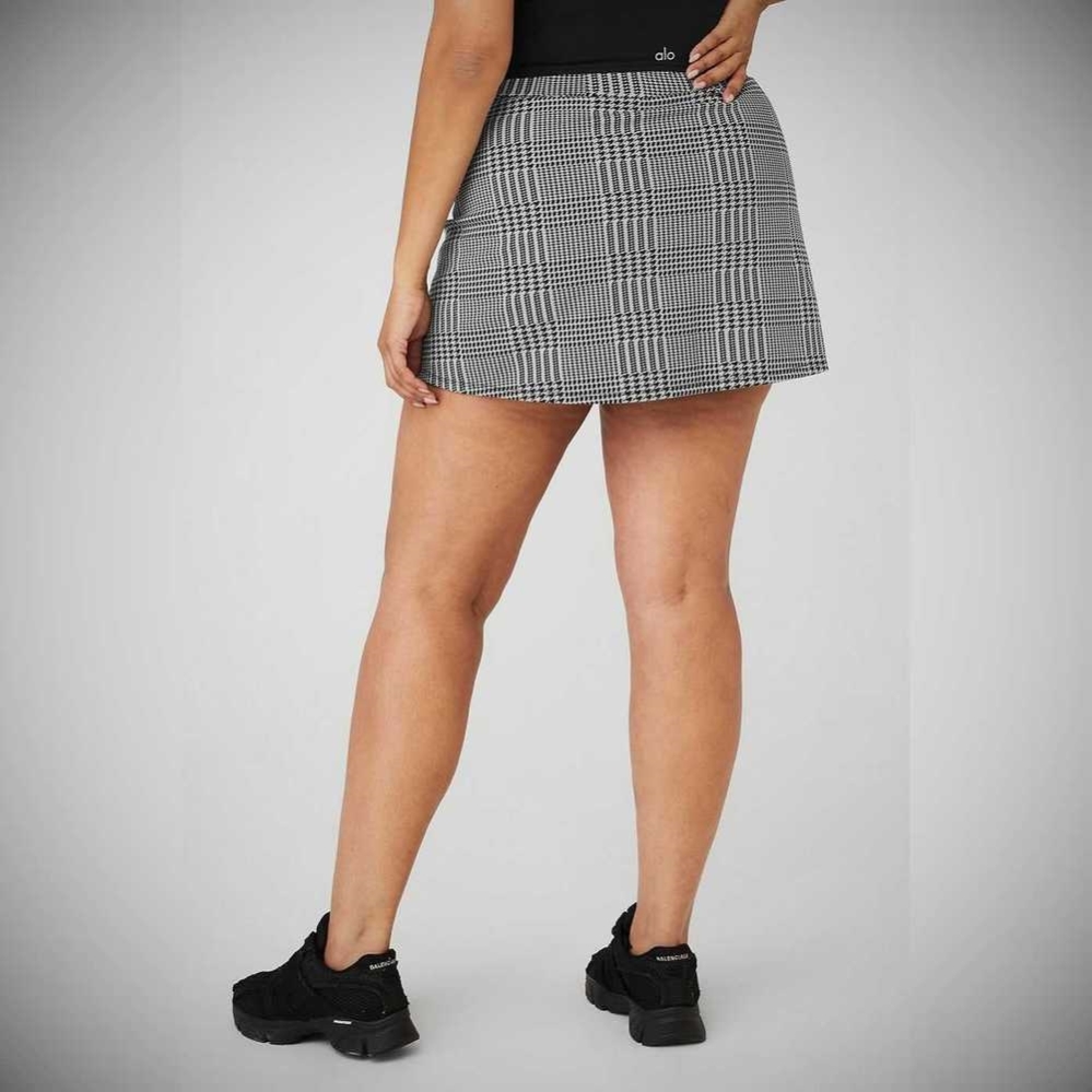 Falda Alo Yoga Jacquard Glenplaid Tenis Mujer Titanium Negros | MX-05ECAU