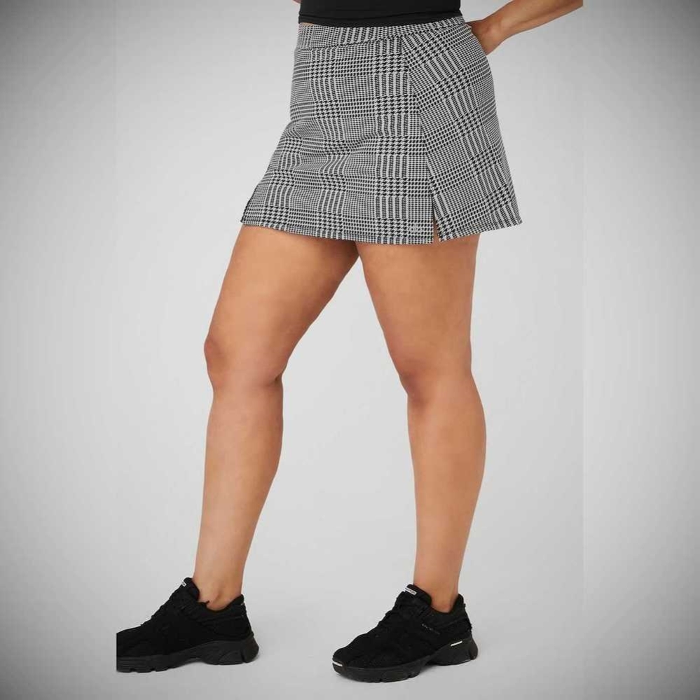 Falda Alo Yoga Jacquard Glenplaid Tenis Mujer Titanium Negros | MX-05ECAU