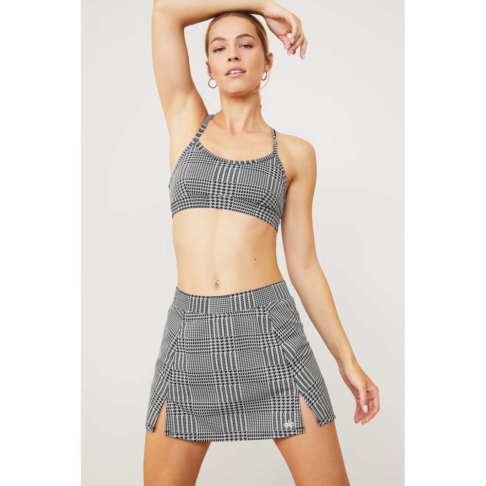 Falda Alo Yoga Jacquard Glenplaid Tenis Mujer Titanium Negros | MX-05ECAU