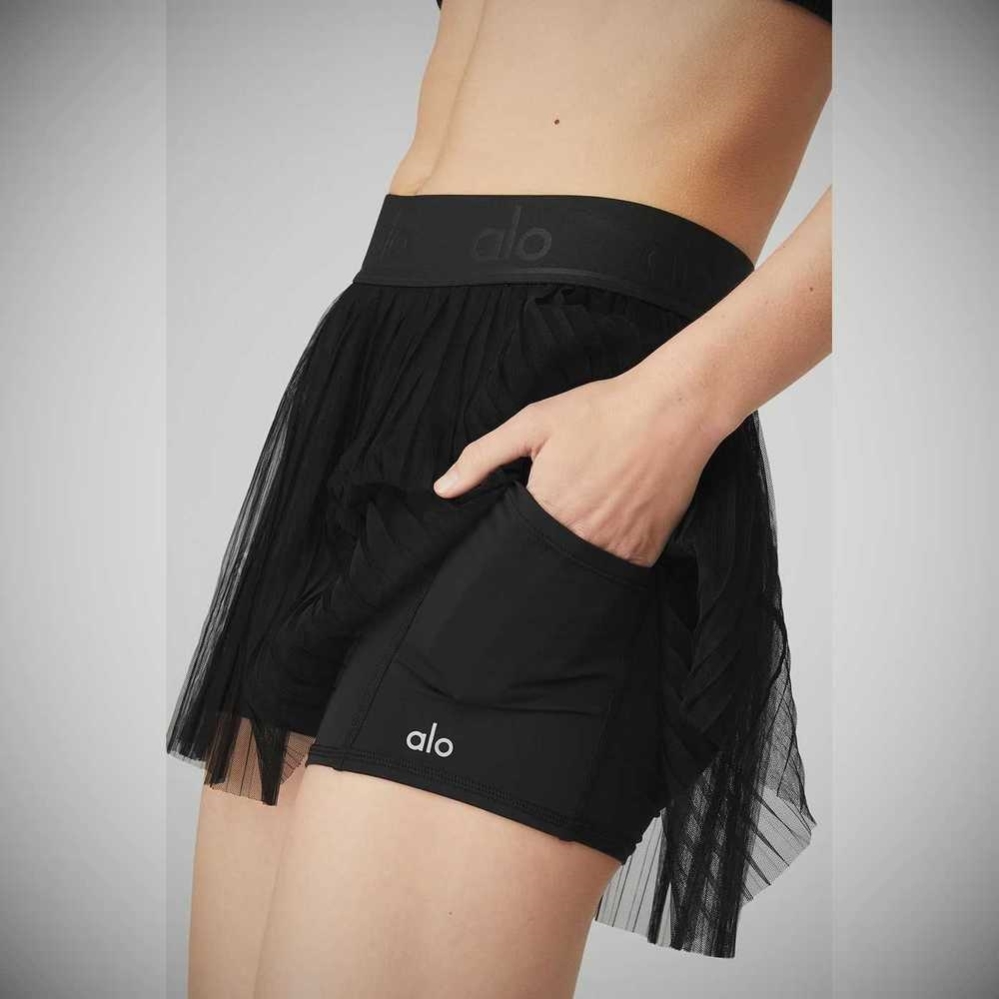 Falda Alo Yoga Mesh Flirty Tenis Mujer Negros | MX-24TRPX