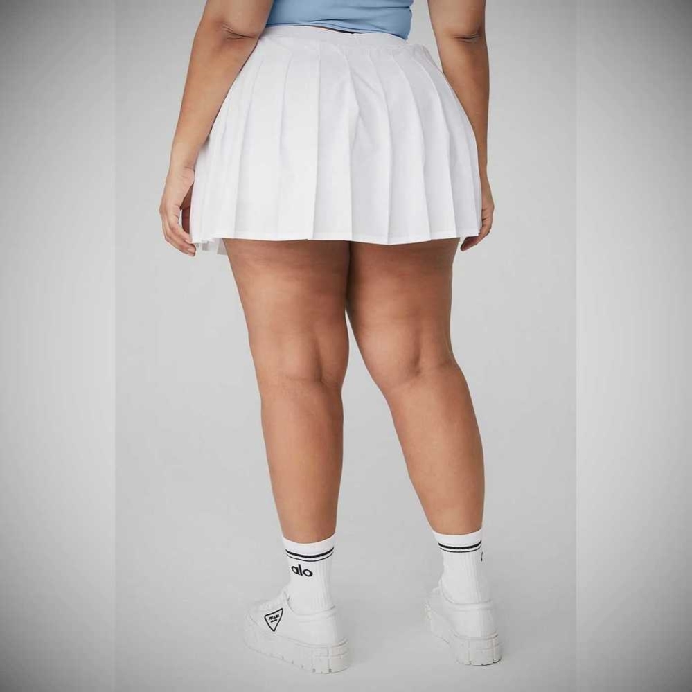 Falda Alo Yoga Varsity Tenis Mujer Blancos | MX-36HYTG