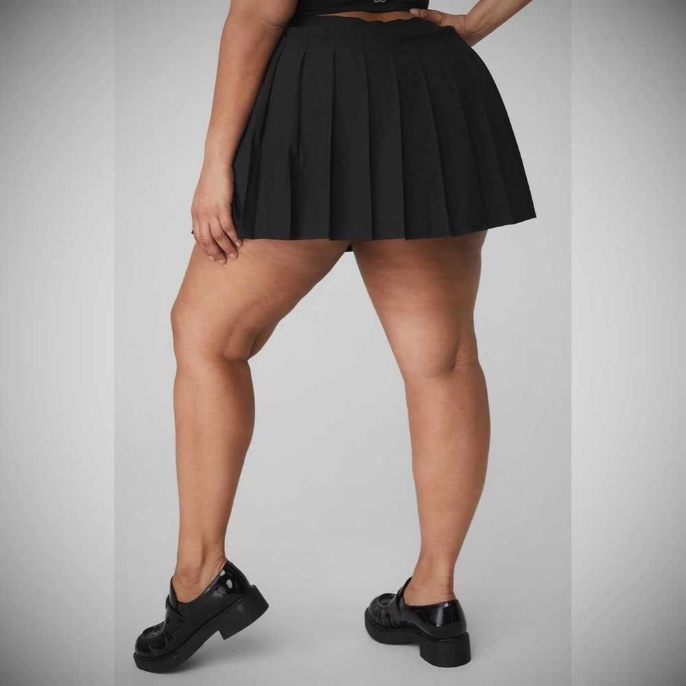 Falda Alo Yoga Varsity Tenis Mujer Negros | MX-50BDEP