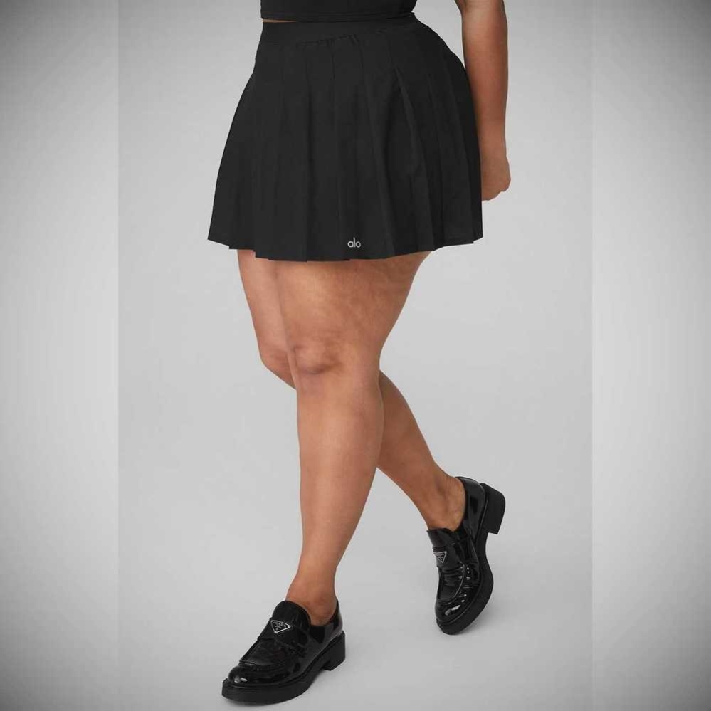 Falda Alo Yoga Varsity Tenis Mujer Negros | MX-50BDEP