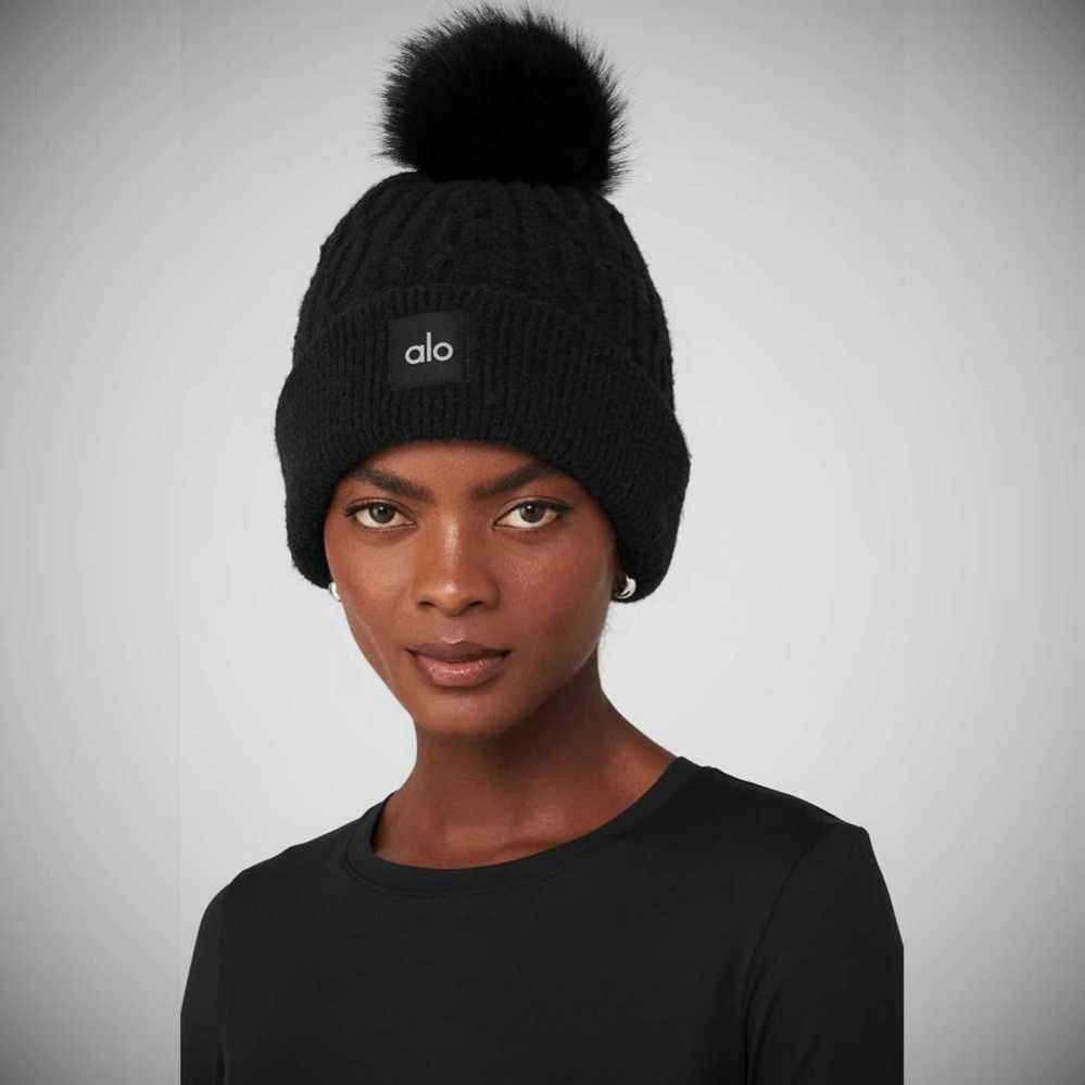 Gorros Alo Yoga Cable Knit Mujer Negros | MX-21LIBN