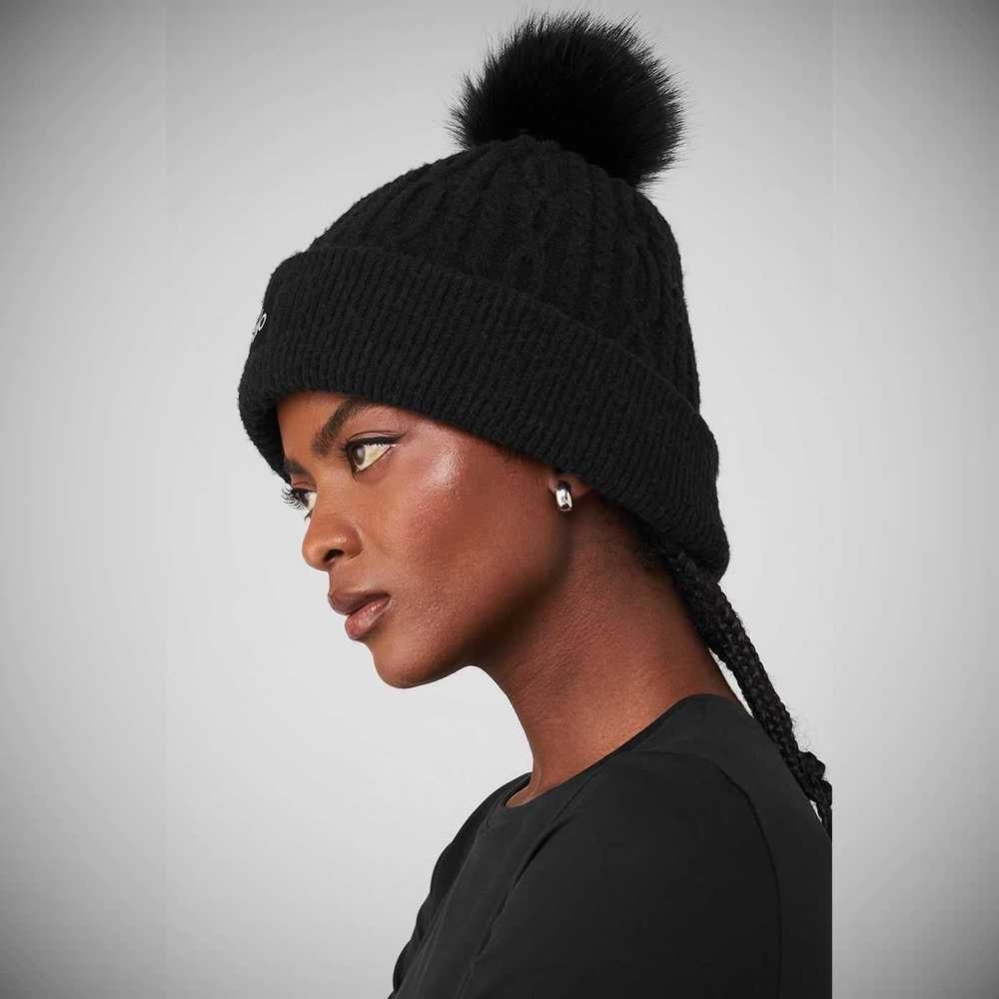 Gorros Alo Yoga Cable Knit Mujer Negros | MX-21LIBN