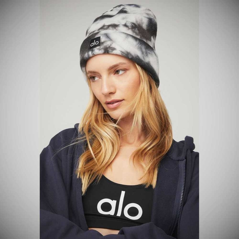 Gorros Alo Yoga Tie-Dye Mujer Negros Blancos | MX-40LBGD